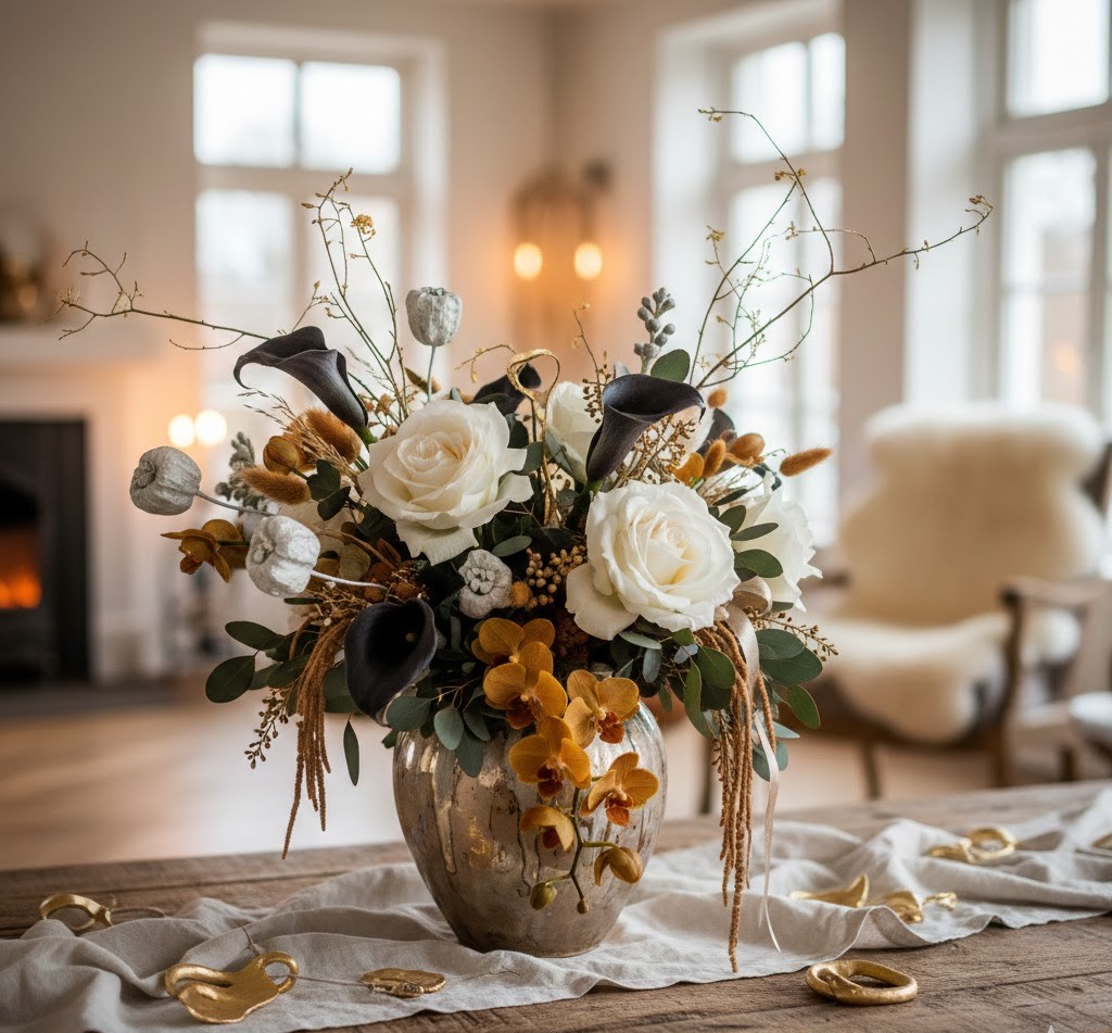 Säsongsblommor arrangemang